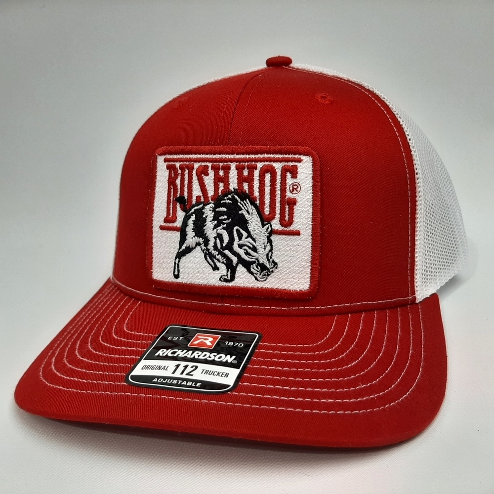 Bush Hog Patch Richardson 112 Trucker Mesh Snapback Cap Hat Red White